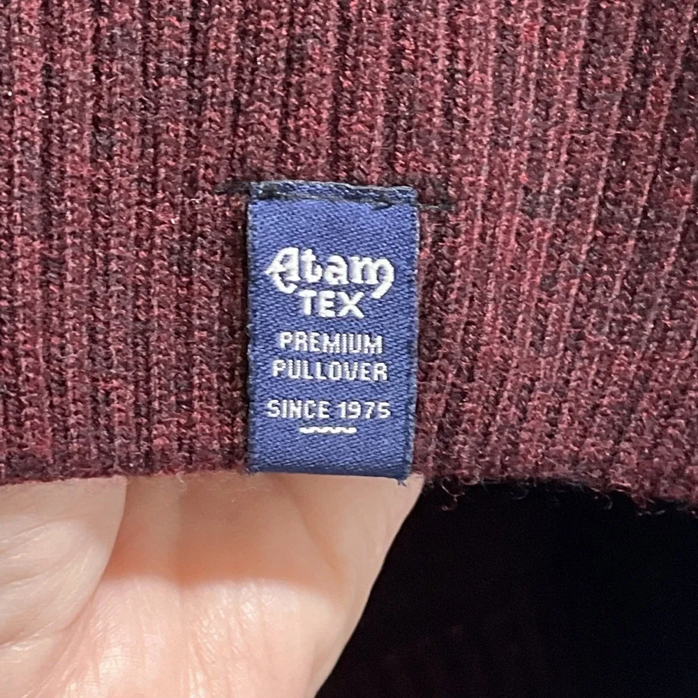 Atam Sweater Scottish Blend Wool Premium Pullover Mens‎ 38 M Maroon Geometric